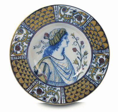 Piatto Gualdo Tabino, Bottega Rubboli (?)della Seconda Metà del XIX Secolo
