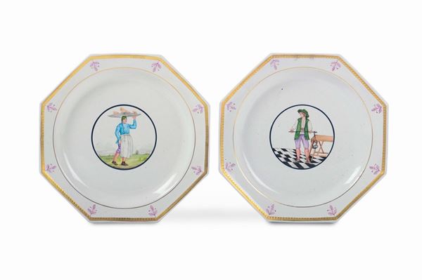 Two maiolica dishes, Neapolitan area, late 18th century workshop