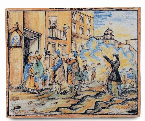 A tile, Neapolitan area, early 19th century workshop
