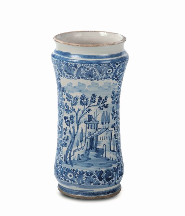 A Neapolitan albarello vase, workshop from the second half of the 18th century