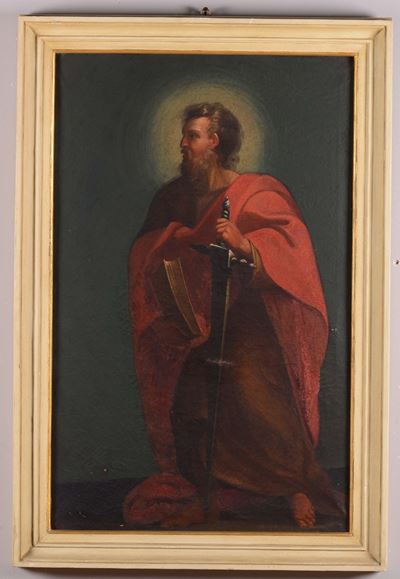 Scuola del XVIII Secolosanto con Veste Rossa e Spada Santo con Libro