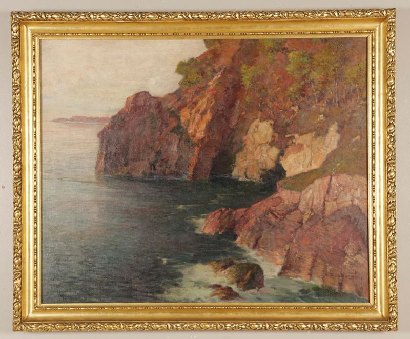 Cesare Bentivoglio (1868-1952) Veduta costiera  - Auction Fine Art - Cambi Casa d'Aste