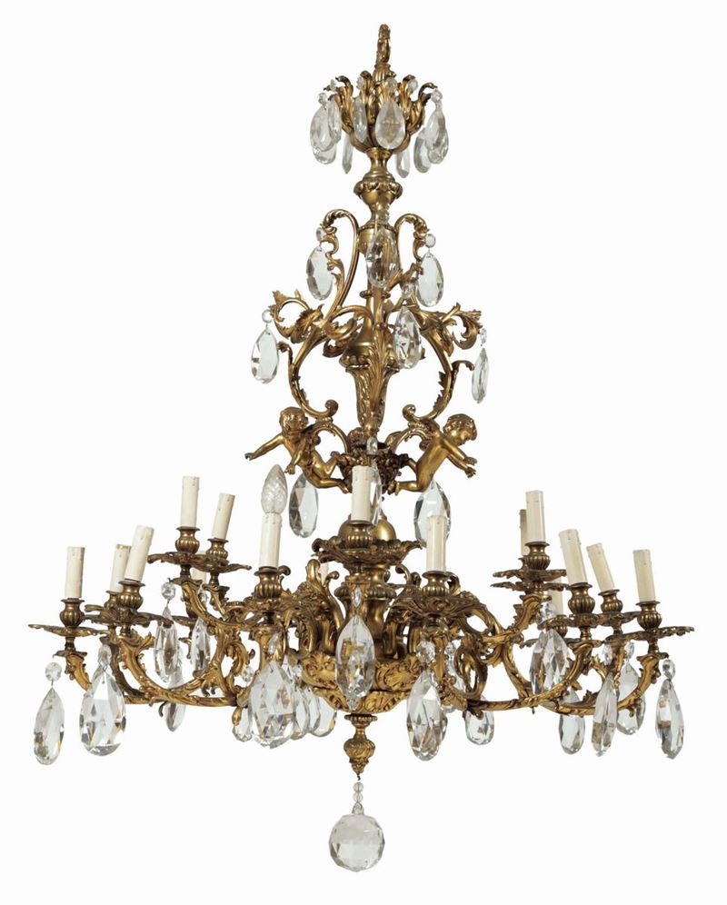 Lampadario in bronzo dorato, XX secolo  - Asta Antiquariato - Cambi Casa d'Aste