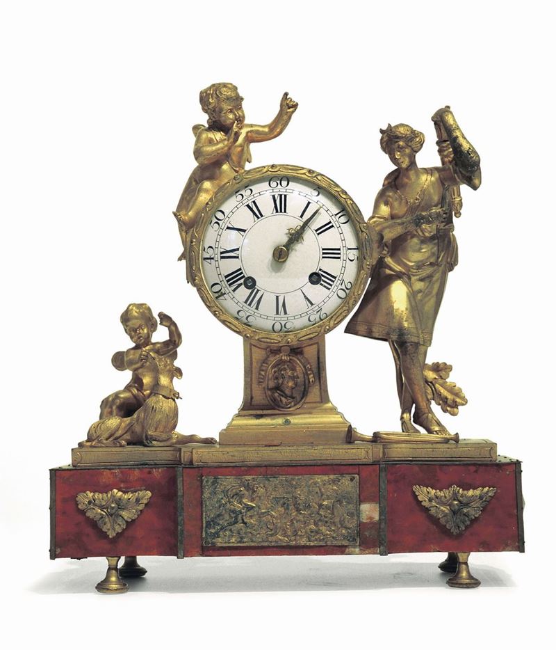 Pendola da tavolo in bronzo dorato, XIX secolo  - Asta Antiquariato - Cambi Casa d'Aste