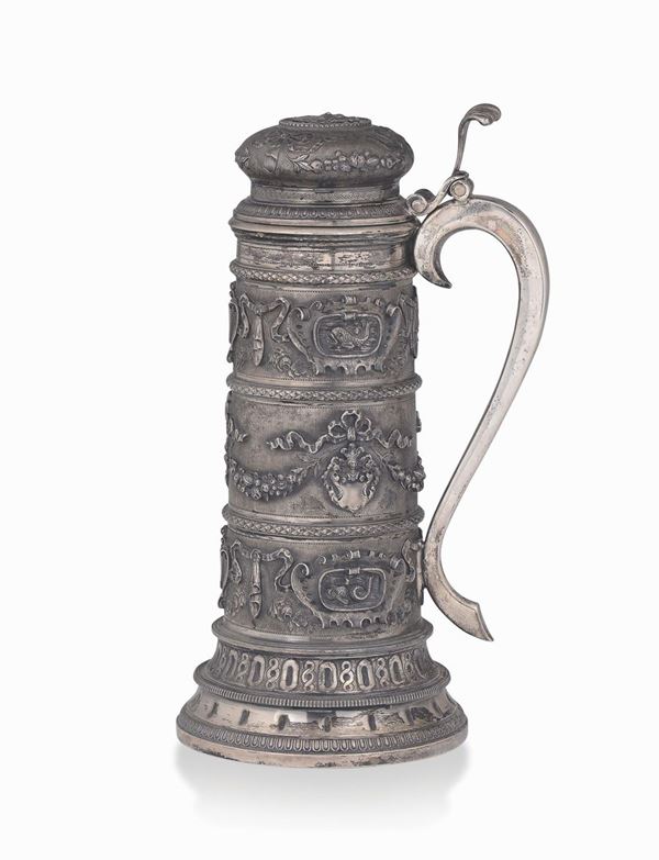 A silver tankard with lid, Italy, 20th century, maker L.W. Casina