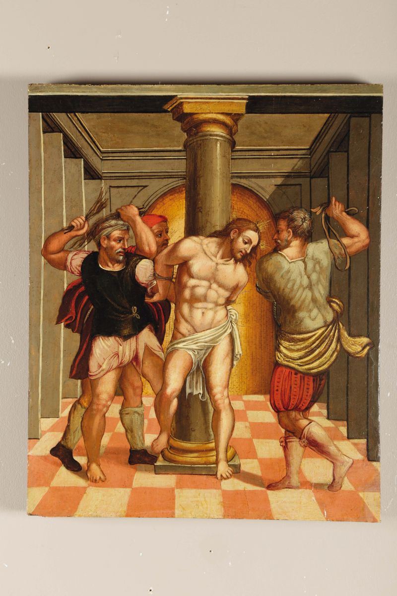 Scuola del Nord Italia della fine del XVI secolo Cristo alla colonna  - Asta Dipinti Antichi - Cambi Casa d'Aste