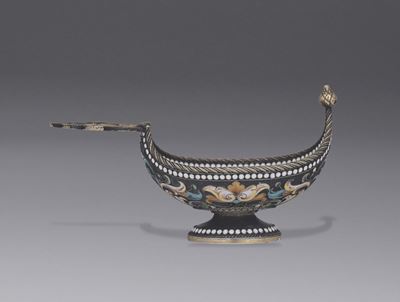 Kovsh Russo in Argento Dorato e Smalti Policromi, Mosca 1885