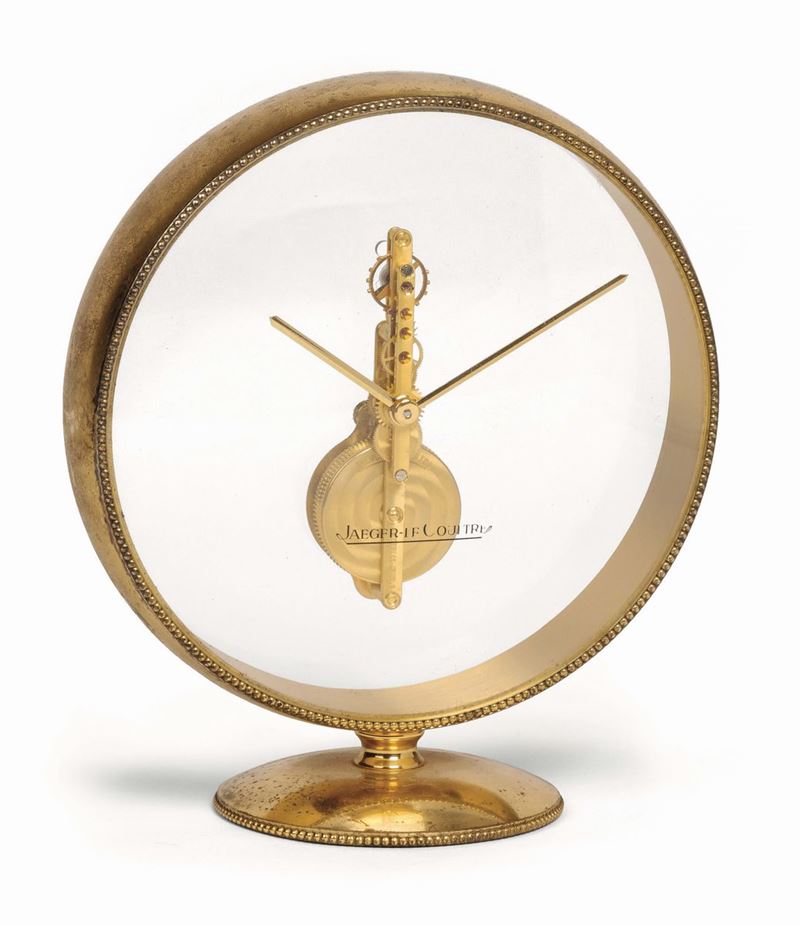 Jaeger-LeCoultre, 8-day going gilt brass table clock. Made circa 1960  - Auction Watches and Pocket Watches - Cambi Casa d'Aste