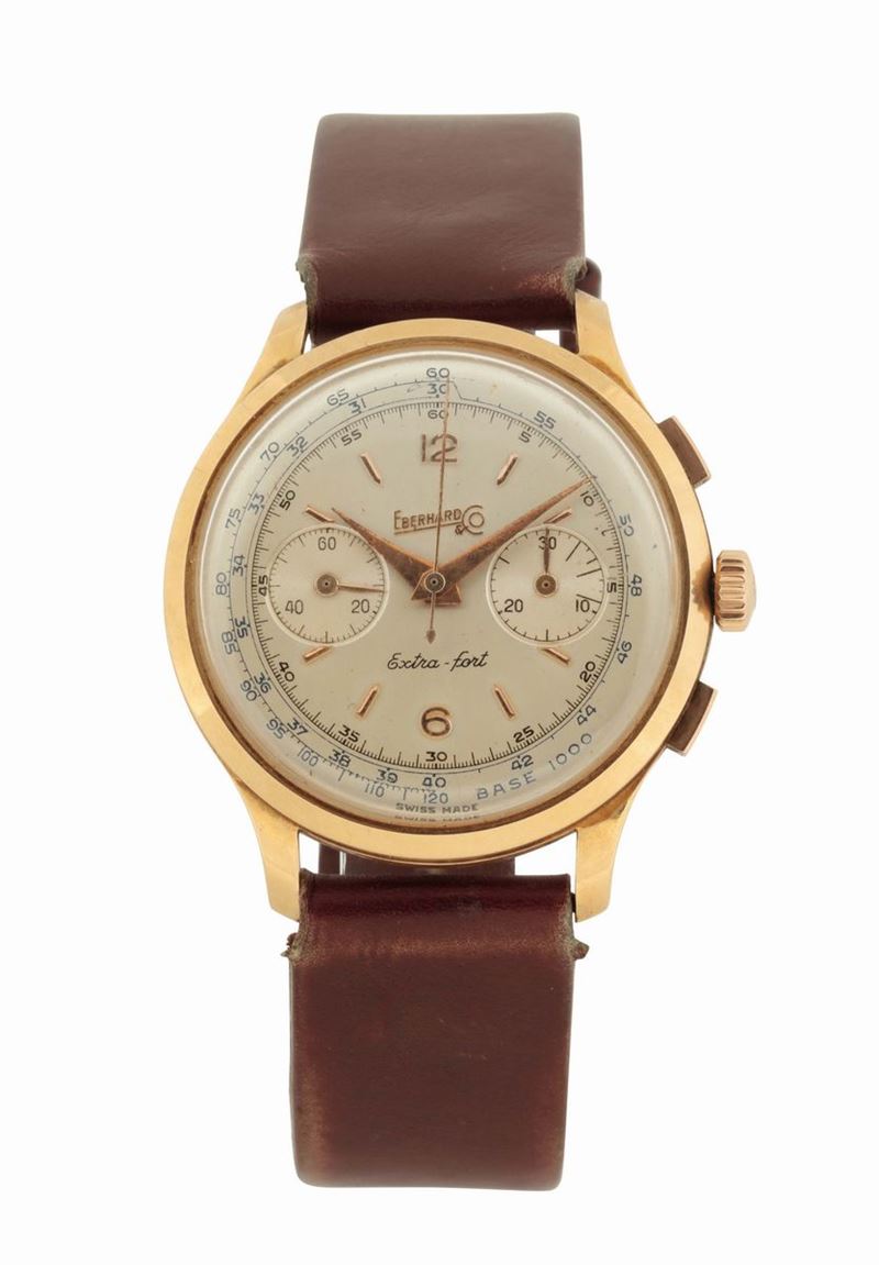 EBERHARD, La Chaux-de-Fonds, Extra-fort, REF.196, 18K yellow gold chronograph. Made circa 1960  - Auction Watches and Pocket Watches - Cambi Casa d'Aste