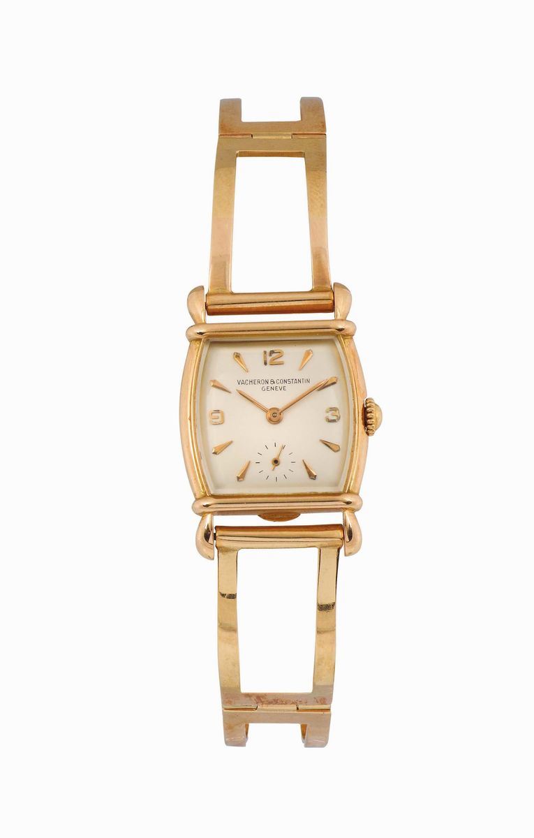 VACHERON &CONSTANTIN, Geneve, Ref.4238, orologio da polso, di forma, in oro giallo 18K con bracciale in oro. Realizzato nel 1950 circa  - Asta Orologi da Polso e da Tasca - Cambi Casa d'Aste