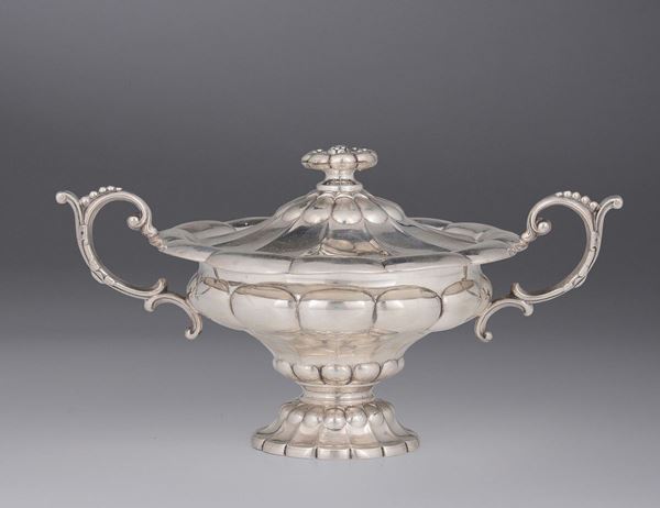 A silver sugar bowl, Turin, mid 19th century