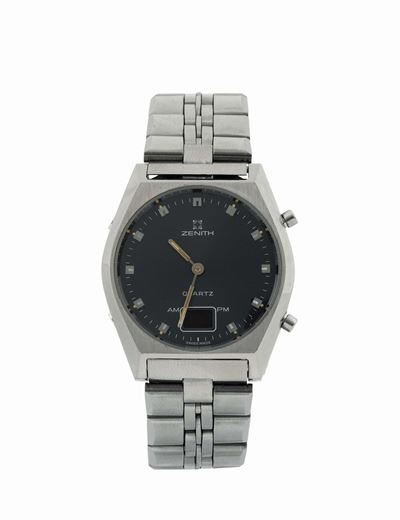 Zenith, Time-command Led, Orologio da Polso, in Acciaio con Bracciale Originale. Realizzato nel 1...