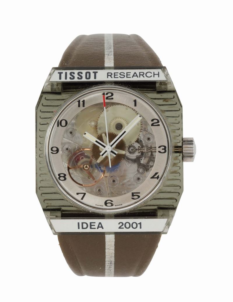TISSOT, Research, Idea 2001. Produced in the 1970's. Unusual, center-seconds, water-resistant, skeleton, octagonal, transparent green plastic  wristwatch.  - Auction Watches and Pocket Watches - Cambi Casa d'Aste