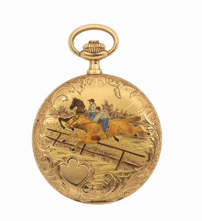 Louis Audemars, Geneve, Orologio da Tasca, Savonette, in Oro Giallo 14k con Smalti. Realizzato ne...