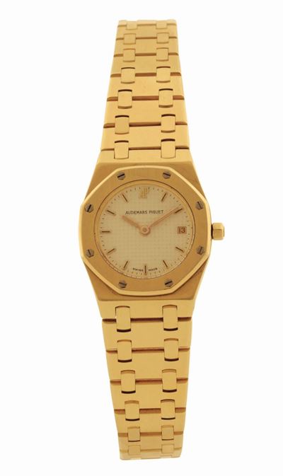 Audemars Piguet, Royal Oak, Orologio da Donna, al Quarzo, in Oro Giallo 18k con Datario e Braccia...