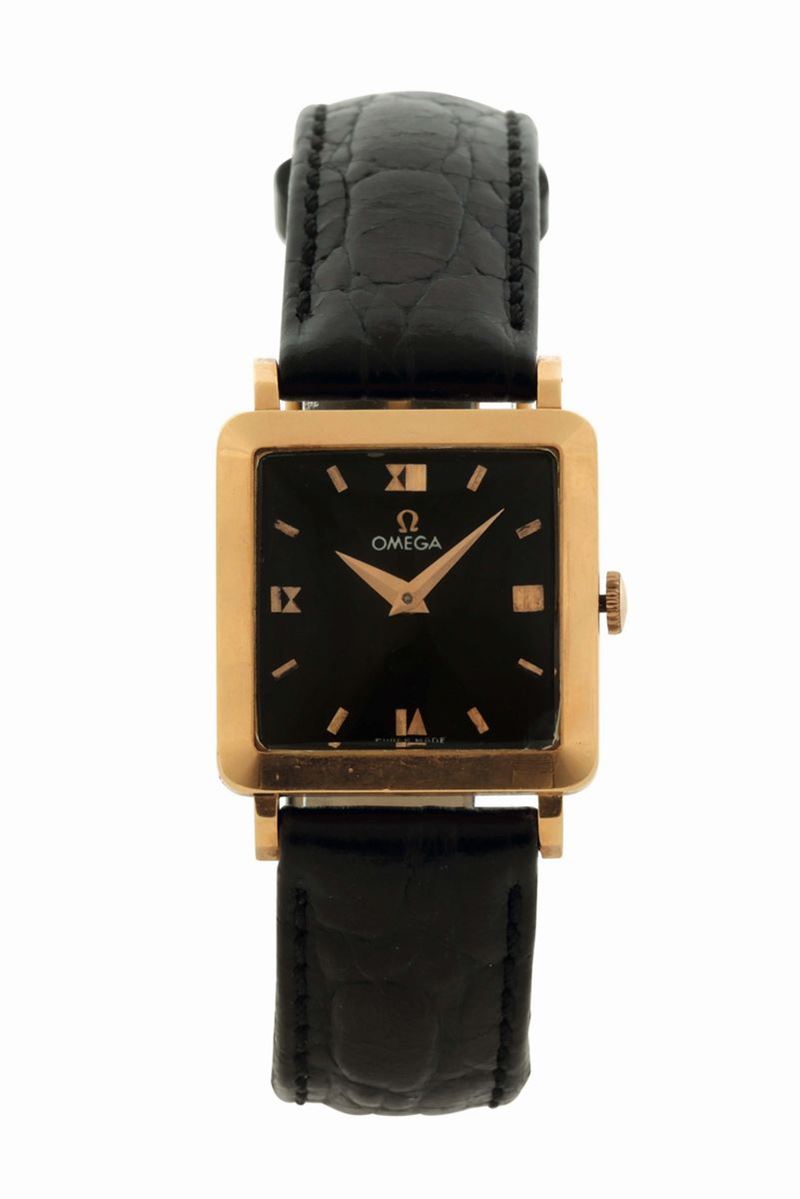 OMEGA, CARREE' CIOCCOLATINO, cassa No. 350513, orologio da polso, in oro giallo 18K. Realizzato nel 1958  - Asta Orologi da Polso e da Tasca - Cambi Casa d'Aste