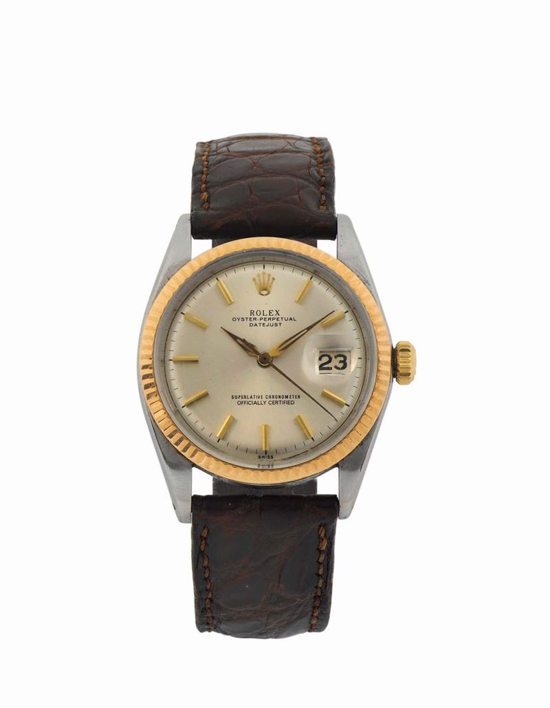 ROLEX, Oyster Perpetual Datejust, Superlative Chronometer, Officially Certified, case No. 1003054 , Ref. 1601. center seconds, self-winding, water-resistant, stainless steel and pink  gold  wristwatch with date and a stainless steel Rolex buckle. Made circa 1960  - Auction Watches and Pocket Watches - Cambi Casa d'Aste