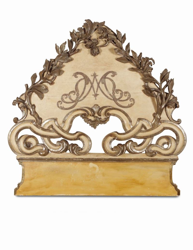 Grande fregio Luigi XIV in legno laccato e dorato a mecca, XVIII secolo  - Asta Importanti Arredi e Oggetti d'Arte - Cambi Casa d'Aste
