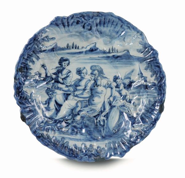A large maiolica dish, Savona, Savona crest-mark, 18th century