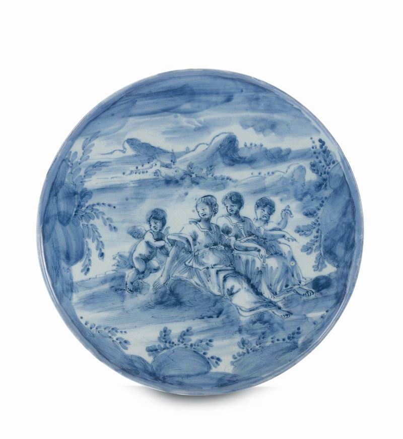 A maiolica coaster, Savona, Lanterna mark, 17th-18th century  - Auction Majolica and porcelain from the 16th to the 19th century - Cambi Casa d'Aste