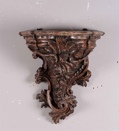 Mensola Luigi XV in Legno Intagliato e Dorato, XVIII Secolo