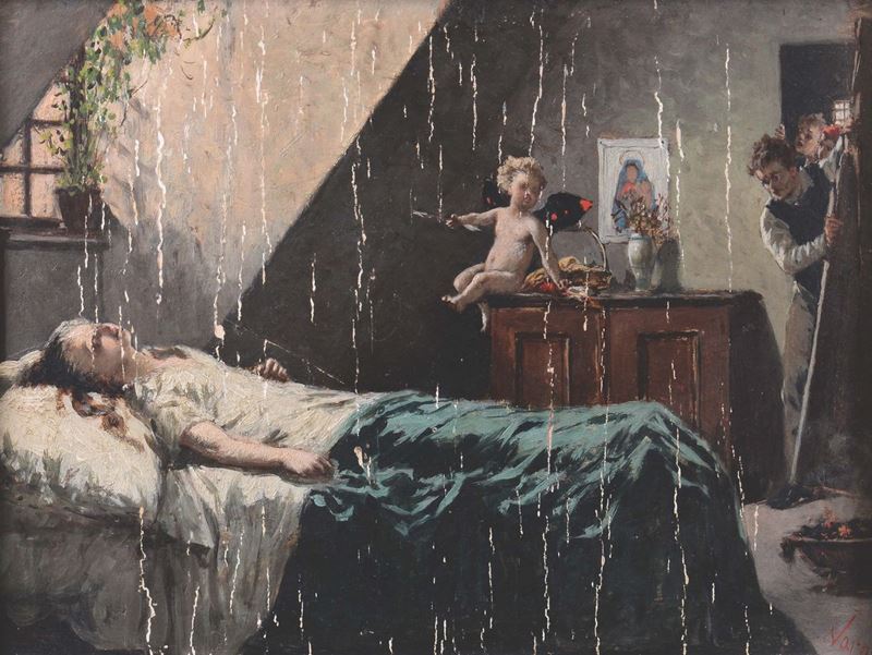 Antonio Varni (1841-1908) Figura distesa  - Asta Dipinti del XIX e XX secolo - Cambi Casa d'Aste
