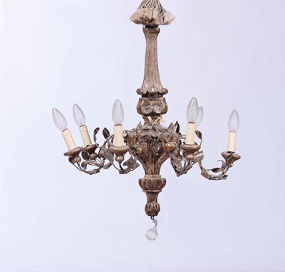 Lampadarietto in Legno Laccato a Sei Luci