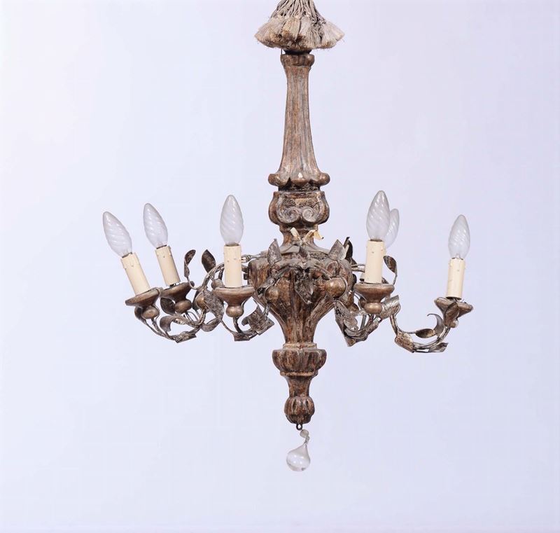 Lampadarietto in legno laccato a sei luci  - Auction Fine Art - Cambi Casa d'Aste
