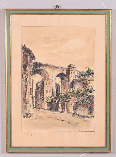 Renzo Cordiviola (1910-2000)il Ponte di Carignano Campanile delle Vigne