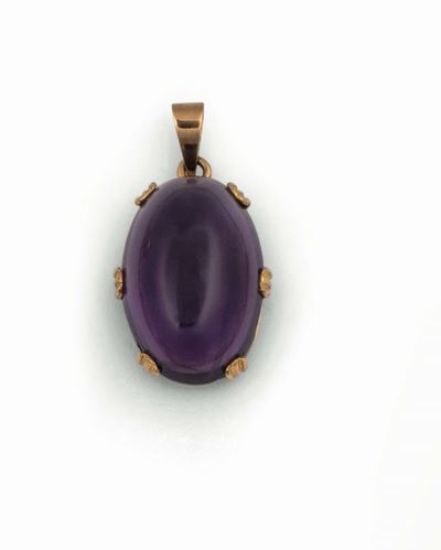 Pendente con Ametista Naturale Taglio Cabochon