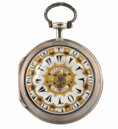 J.leroy, A.paris, Orologio da Carrozza, in Argento e Smalti, a Ribalta, Scappamento a Verga. Real...