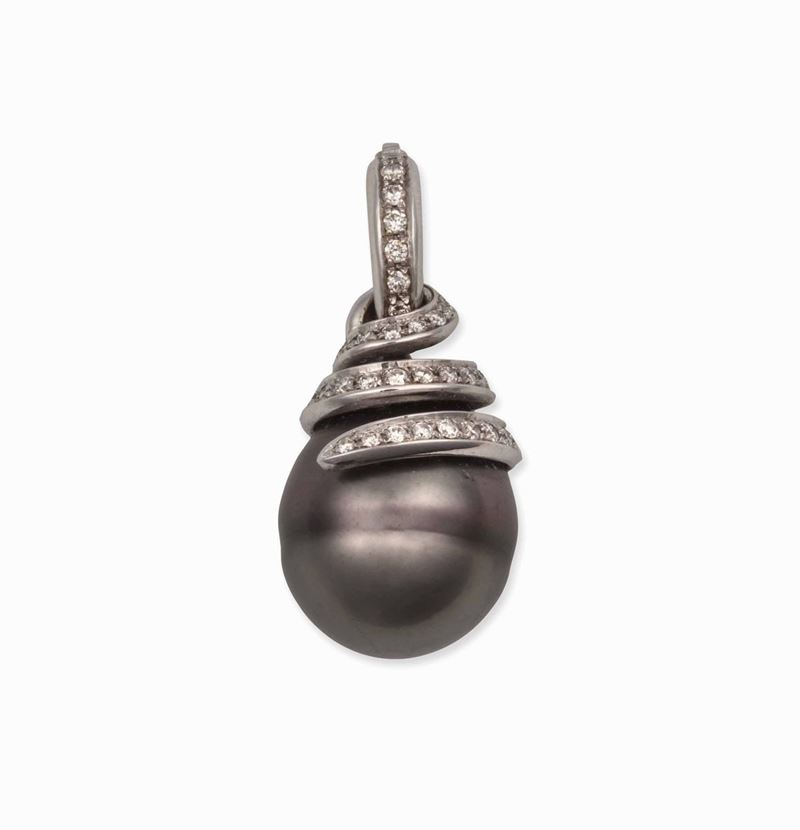 Tahiti pearl and diamond pendant  - Auction Vintage, Jewels and Bijoux - Cambi Casa d'Aste