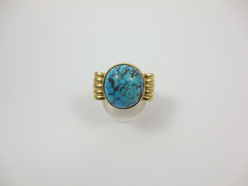 Gold and turquoise ring  - Auction Jewels Timed Auction - Cambi Casa d'Aste