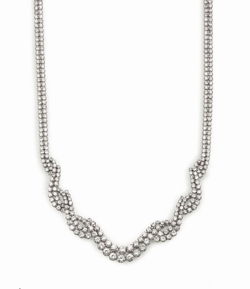 Necklace with brilliant-cut diamonds for a total of circa 15.00 ct set in white gold  - Auction Fine Jewels - Cambi Casa d'Aste