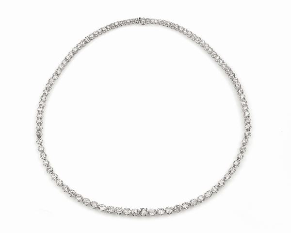 Graduated rivière necklace with old-cut diamonds set white gold