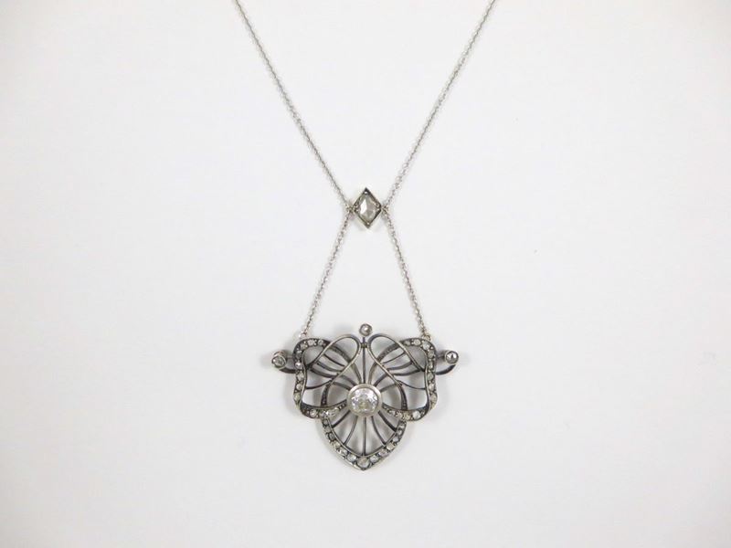 Liberty diamond pendant  - Auction Jewels Timed Auction - Cambi Casa d'Aste
