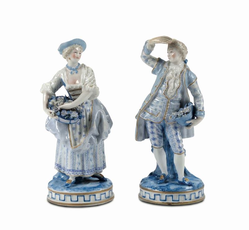 Coppia di statuine uomo donna XIX secolo  - Asta Maioliche e porcellane dal XVI al XIX secolo - Cambi Casa d'Aste