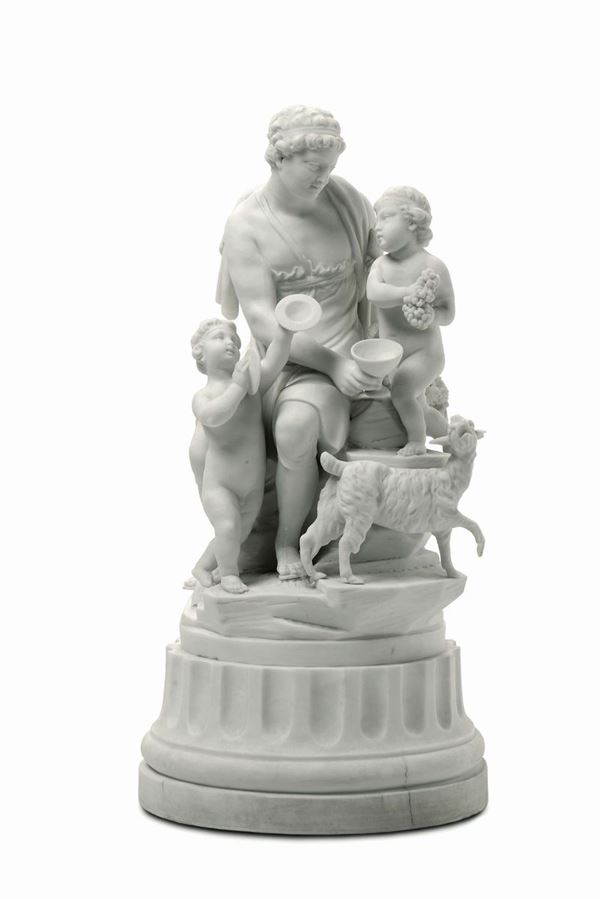 Gruppo di figure mitologiche in bisciut, Manifattura di Niderviller,Francia 1820