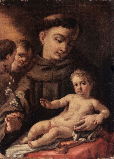 Francesco De Mura (napoli 1696-1782), Attribuito Asant'antonio con Bambino Gesù
