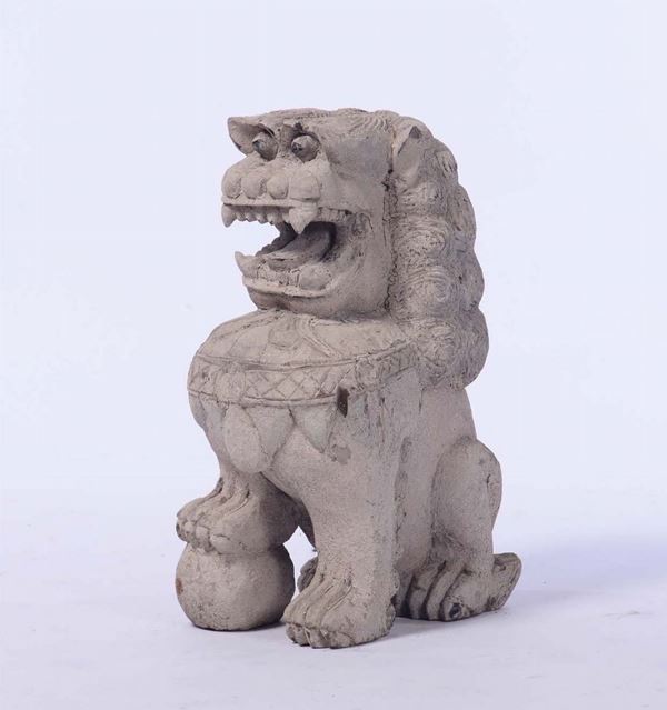 Figura di cane di Pho in legno, Cina
