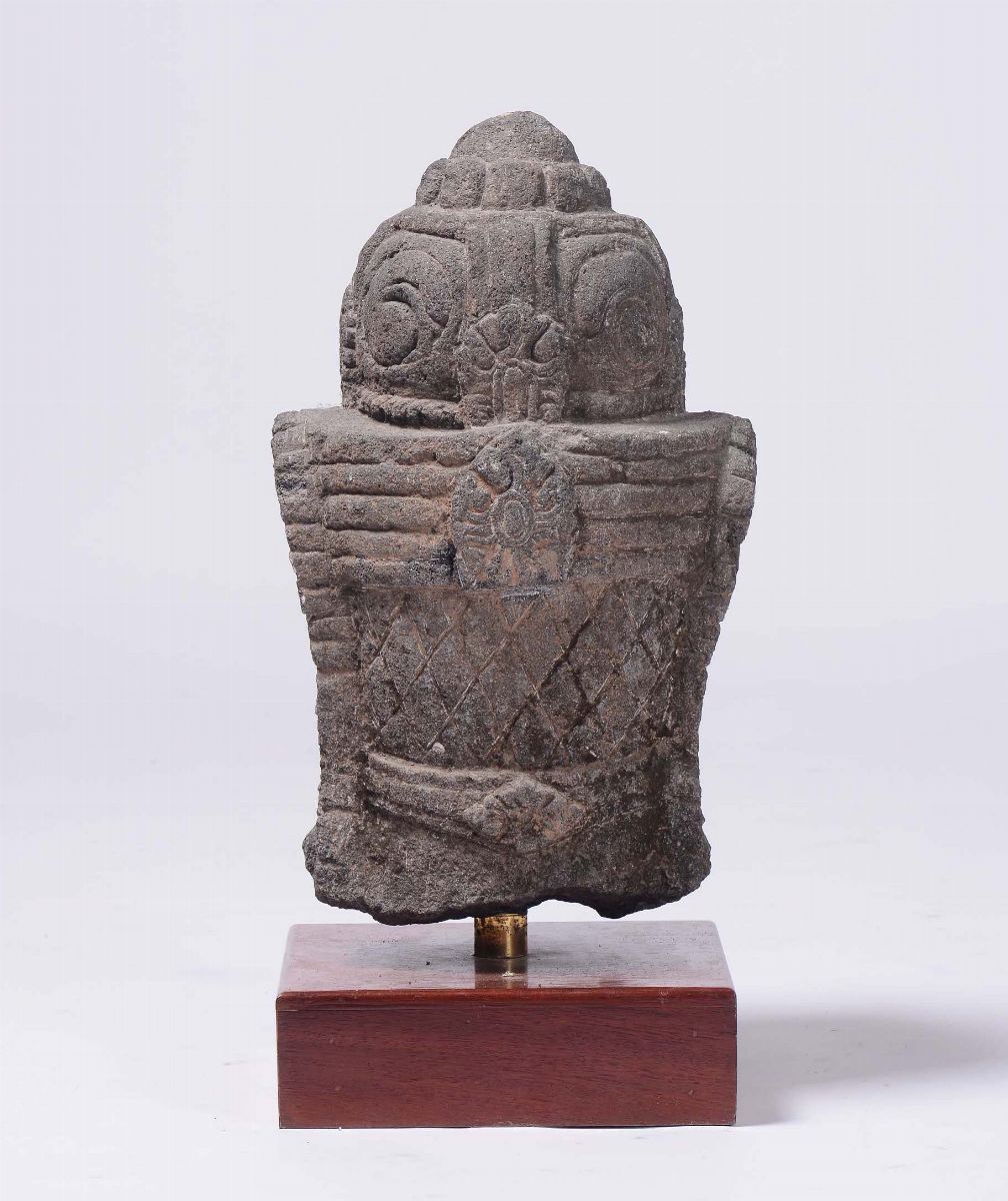 Testa in Pietra Raffigurante Buddha, India