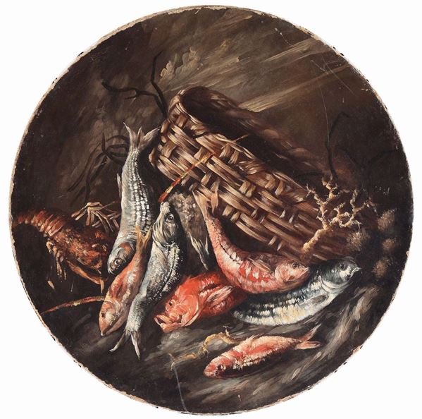 Scuola Napoletana del XVIII secolo o posteriore Natura morta con pesci
