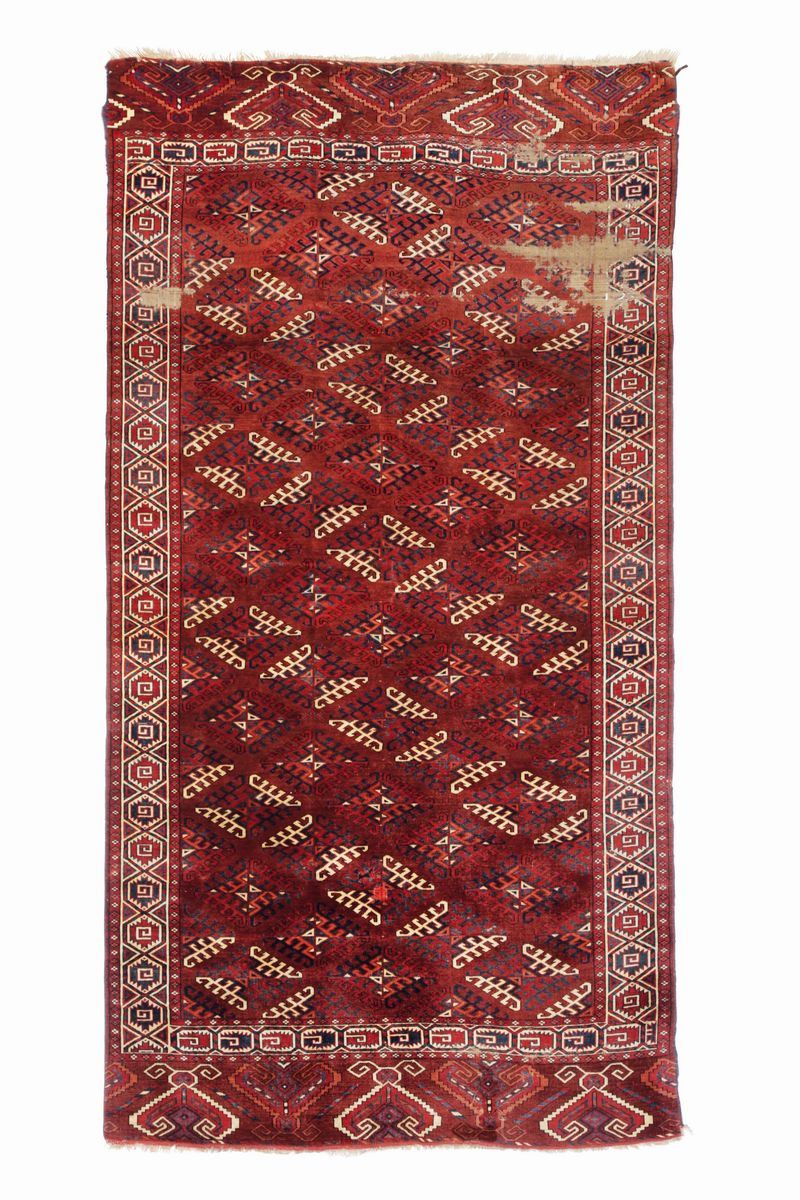 A Yomut main carpet, late 19th century. Some low areas and some cuts.  - Auction Fine Carpets - Cambi Casa d'Aste