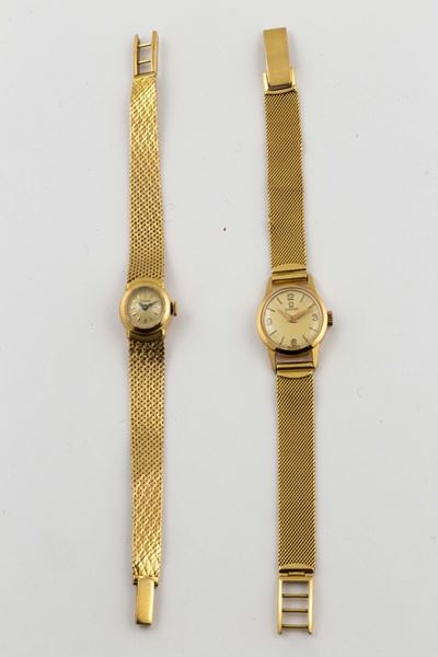 Coppia di Orologi in Oro Giallo 18k, Omega e Longines, da Donna, a Carica Manuale. Realizzati Int...