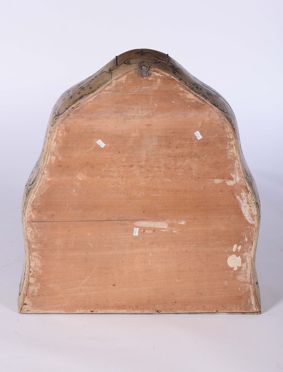 Grande Mensola in Legno Laccato con Orologio Incastonato, Genova XVIII Secolo