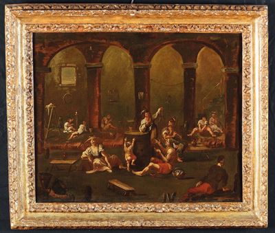 Alessandro Magnasco (1667-1749) Seguace Discena D'interno Scena D’osteria