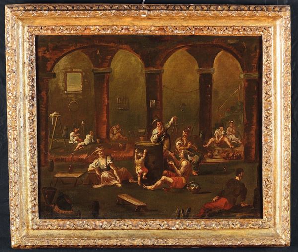 Alessandro Magnasco (1667-1749) seguace di Scena d'interno Scena d’osteria