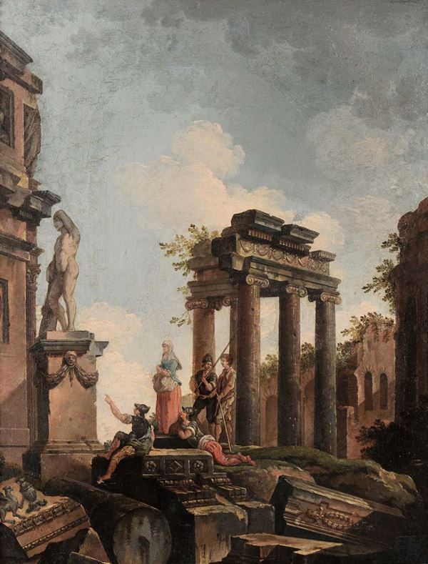 Giovanni Paolo Panini (1692-1765) seguace di Paesaggi con architetture e figure