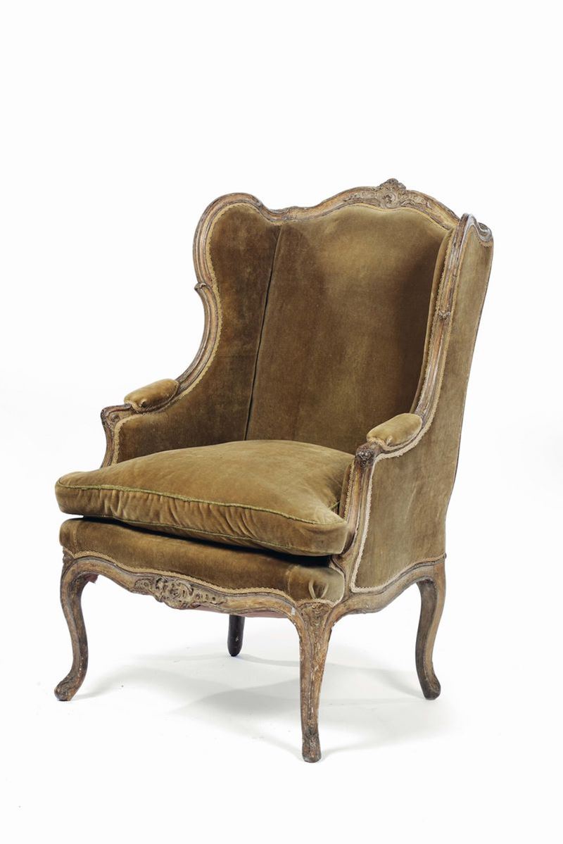 Bergere in legno intagliato e laccato, Francia fine XVIII secolo  - Asta Antiquariato - II - Cambi Casa d'Aste