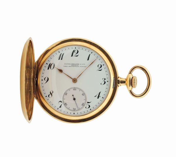 PATEK PHILIPPE, Geneve, Theo Brinkmann Naples, movement No. 170230, 18K yellow gold, hunting cased, keyless pocket watch. Made circa 1920